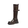 Deseja que as botas femininas sejam estilosas para o outono e inverno. Novas botas de cavaleiro de salto médio com salto grosso de 5,5 cm, bico quadrado de uso duplo, botas Martin de sola grossa