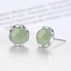 [Transfronterizo] para aceptar pedidos aretes de imitación de ágata roja y verde, cuentas de jade de Hotan de imitación, aretes pequeños frescos para mujer
