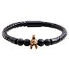 Nimei nueva personalidad romana antigua moda casco de caballero pulsera de cuero de piedra ojo de tigre escarchada negra al por mayor