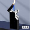 Encendedor creativo a prueba de viento de doble llama depósito de gas transparente metal llama abierta recta regalo publicidad promoción letras moxibustión