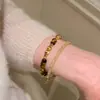 Pulsera Popular de Ojo de Tigre Cepillado Exquisito Ojo de Gato con Cuentas de Xiaohongshu Pulsera Versátil de Lujo Ligero para Mujer Dropshipping
