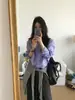 Camisa de Nuevo Estilo Verano 2026 para Mujer Morado Taro Suave Intelectual Versátil Top Ligero Transpirable Delgado
