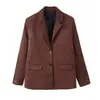 Blazer de Cuero con Textura de Gamuza Versátil para Mujer, Moda Primavera 2025 Transfronteriza Europea y Americana
