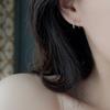 Pendientes de plata S925 con forma de ojo de gato y aguja, estilo coreano, redondos, elegantes y sencillos.