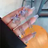 Novos Brincos de Borboleta com Cristal de Zircônia, Brincos Longos com Franjas Doces e Modernos Personalizados, Brincos de Pérola Versáteis para Mulheres