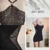 Lencería Sexy de Encaje Blanco y Negro Transparente Camisón de una Pieza para Mujer con Diseño de Espalda Descubierta, Hecho a Medida por el Fabricante