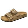 Sandalias planas de piel auténtica para mujer, resistentes al forro polar, antideslizantes, para playa, para el verano de 2024