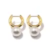 [18] Pendientes de perlas estilo palacio retro simple europeo y americano pendientes de concha geométrica estilo socialité elegante