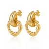 Tendencias de Moda Europeas y Americanas, Pendientes de Acero Inoxidable de Lujo Ligero, Estilo de Nicho de Gama Alta, Pendientes Geométricos Versátiles Chapados en Oro de 18 Quilates para Mujer
