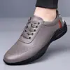 Zapatos Casuales de Cuero con Cordones para Hombre, Zapatos Casuales sin Cordones, Sandalias Transpirables Caladas, Novedad Primavera 2026