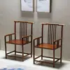 Juego de Sillas de Tres Piezas Estilo Antiguo de Madera Maciza, Estilo Chino Nuevo con Reposabrazos, Silla de Maestro, Silla Sombrero de Funcionario, Silla con Respaldo, Mesa de Té, Silla de Comedor