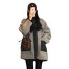 Llegada de Invierno Abrigo Grueso de Lana de Cordero Estilo Hepburn Abrigo de Lana Japonés Puntada Vintage Contraste Forro Polar de Algodón
