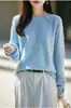 Otoño Invierno 2026 Nuevo Suéter de Punto 100% Lana Cepillada de Pelo Largo para Mujer Cuello Redondo Holgado Ropa de Mujer Top de Manga Larga Suéter