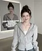 Chamarra sudadera corta para mujer, otoño, petite, hombro normal, chic coreano, ropa única de principios de otoño para mujer, nuevo estilo 2026