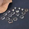 Anillo de Estilo Bohemio Europeo y Americano Nuevo de Comercio Exterior Juego de 17 Piezas Anillo con Incrustaciones de Diamante Joyería