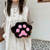 Bolsa infantil de pelúcia de desenho animado para outono e inverno, garra de gato fofa, corrente macia para ombro, bolsa carteiro, porta-moedas para meninas, atacado