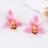 Pendientes de Botón de Flor de Orquídea Mariposa de Tela Sintética de Personalidad Trendy Exagerada Transfronterizos para el Trayecto Diario y las Vacaciones Estilo Mujer