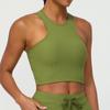 Chaleco deportivo con espalda hermosa, estilo europeo y americano, con forma de I y ribete de canalé, para yoga, correr y fitness, con almohadilla para el pecho.