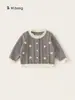Ropa para Niños Bangxuan Estilo Otoño Ropa Cardigan de Encaje con Cuello Redondo Top para Niños Chaqueta de Punto para Niña Suéter para Niños