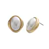 Pendientes de Botón Geométricos Retro de ABS con Perlas de Imitación, Pendientes Metálicos de Alta Gama para Mujer, Pendientes Sencillos y Versátiles para el Día a Día con Estilo Elegante