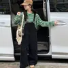 Conjunto de Macacão Listrado para Meninas Outono 2026 Novo Estiloso Fashionável Coreano Casual Crianças Maiores Roupas de Outono Conjunto de Duas Peças