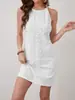 Transfronterizo europeo y americano 2026 nuevo Amazon elegante vestido sexy sin mangas con espalda descubierta de color liso y empalme de encaje para mujer
