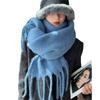 Chal Monocromático de Invierno de Felpa Liso Estilo Perezoso Color Sólido Mohair Grande de Lana Cálida Bufanda Estilo Estudiante Transfronterizo