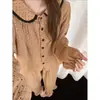 Pijama de Gasa de Algodón con Lunares Dulce y Elegante Estilo Coreano para Mujer, Nuevo Conjunto Cómodo Casual Holgado para Casa de Primavera y Otoño