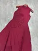 Vestido de Punto Asimétrico de Silueta A con Cintura Ceñida, sin Mangas y Escultural, Moda para Mujer Tallas Grandes Cruzada Europea y Americana
