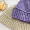 Chapéu de Pescador de Lã Feminino Coreano Dongdaemun Mesmo Estilo Outono e Inverno Estilo Coreano Mostra Rosto Pequeno Quente Chapéu de Balde Tricotado Tendência