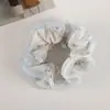 Scrunchie Dupla Camada de Renda Floral Doce Estilo Coreano para Mulheres, Elástico Versátil para Coque, Acessório de Cabelo