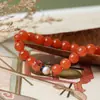 Tienda de Fábrica Pulsera de Ágata Roja Natural Ágata Perla Rojo Cereza Pulsera de Círculo Único Joyería Se Puede Enviar en Nombre de Otros