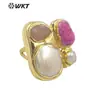 MPR083 Nuevo Caliente grava de perlas naturales grandes piedra británica anillo exportación hombres y mujeres fiesta Anillo