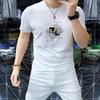 Camiseta de manga corta para hombre ajustada 2024 Nueva Marca de Moda Combinable Camiseta de cuello redondo Manga corta Verano Top para hombre