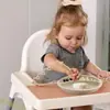 Alimento Complementario Infantil Transfronterizo Vajilla de Silicona Cordón Plato para Cenar Babero Bebé Tazón Complementario Ventosa Tenedor Cuchara Bebé Aprende a Comer
