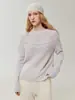 Estilo artístico~75% cachemira + 25% seda de morera suéter de punto sin hombros para mujer, suéter vintage adelgazante, top suave y acogedor