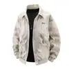 Popular Transfronteiriça Primavera e Outono Estilo Hong Kong Masculino Bonito Gola Quadrada Jaqueta de Veludo Cotelê Estampada Tamanho Grande Plus Size Solta