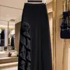 Saia Irregular Estilo Coreano com Estampa de Rosa Linha A Feminina Nova Primavera/Outono 2025 Cintura Alta Mostra as Curvas Sexy Comprimento Médio