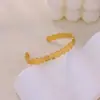 Pulsera Geométrica Redonda Retro Europea y Americana de Acero Inoxidable con Baño de Oro de 18K, Abierta y Ajustable, Forma de C, para Mujer
