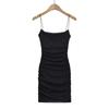Vestido preto justo tipo sling feminino verão 2024 spice girl saia justa com quadril interno saia sexy elegante