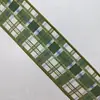 Cinta de lona con estampado de cuadros verdes y blancos, cinta de satén con alambre de hierro, moño decorativo de cuadros impresos por un lado DIY