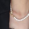 Collar con cabeza de leopardo para mujer, diseño de nicho de leopardo, cadena de clavícula de alto nivel, accesorios de joyería de perlas de comercio exterior de Qingdao, de moda