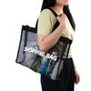 Bolso de hombro de malla transfronterizo, bolso de compras de supermercado, plegable, portátil, de gran capacidad, para viajes, playa y diario.