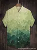 Camisa Creativa para Hombre con Cuello Mao, con Elementos de Estampado de Grulla Animal, Corte Holgado para Verano, de Lino con Mangas Cortas