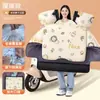 Capa de Para-brisa para Veículo Elétrico com Forro de Fleece e Ampliada para Outono e Inverno, à Prova de Chuva, à Prova de Vento, Resistente à Sujeira, Tecido de Memória, Capa à Prova de Vento para Veículo a Bateria