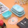 Pote Retrátil Quadrado de Silicone para Cozinha Grau Alimentício Aquecível Portátil Dobrável Lancheira Separada e Isolada