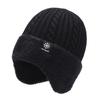 Gorro de invierno para hombre, forrado de vellón, resistente al frío, de algodón grueso, cálido, para ciclismo, con protección para el cuello, resistente al viento, de lana de punto.