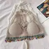 Top de Tirantes Boho con Cuello Halter para Mujer, Estilo Vacacional, Nuevo Modelo de Verano con Borlas, Top Exterior Sexy de Espalda Descubierta 4677