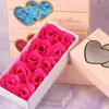 Día de San Valentín 10 Corazón Doble Rosa Jabón Flor Caja de Regalo Promoción de Vacaciones Pequeño Regalo Evento Folleto Regalo de Retorno de Boda
