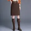 Nova Saia Elegante Versátil de Comprimento Médio para Mulheres Outono 2026, Estilo Coreano, Fashion, Slim Fit, Corte Reto, Bodycon, Tendência